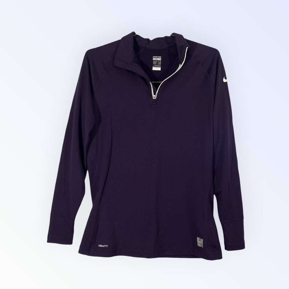 NIKE PRO DRI-FIT HALF ZIP PULLOVER RUNNING TOP PURPLE Xl